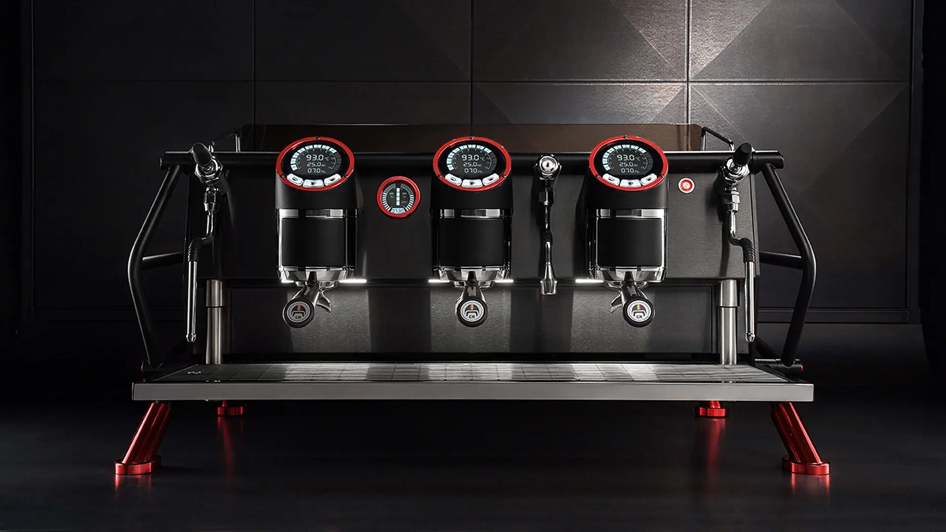 Sanremo Café Racer Naked espresso machine, 3 groups, with transparent sides