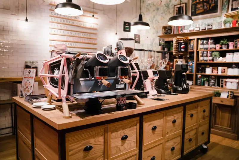 Sanremo Café Racer on a wooden café bar