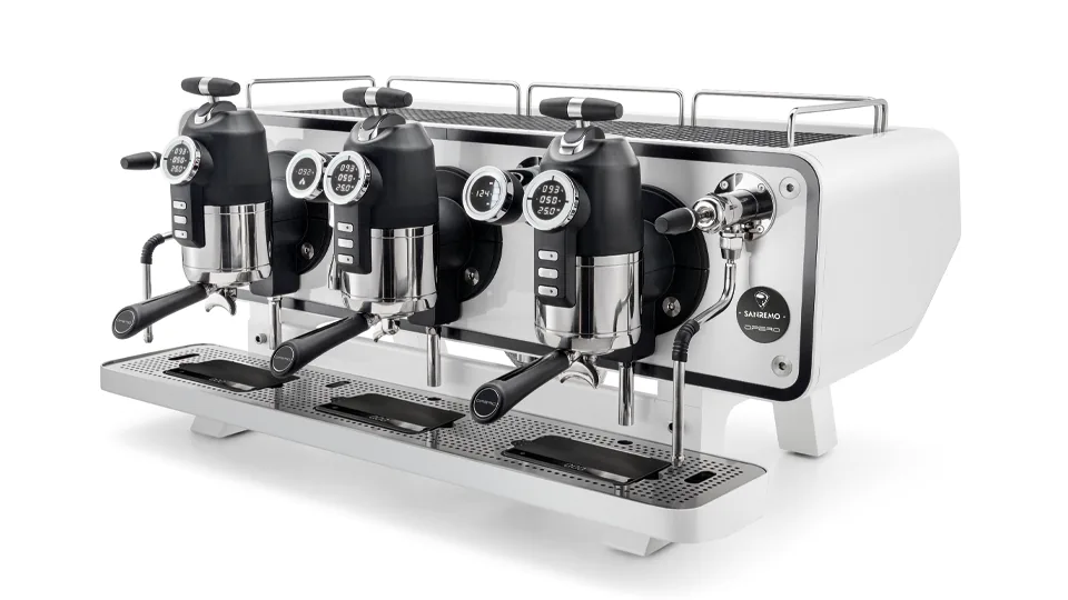 Sanremo Opera 2.0 White, biały ekspres kolbowy 3 grupy